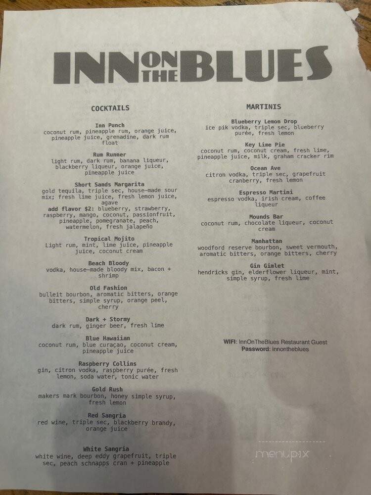 Inn On The Blue & Cabaret - York, ME menu_pic