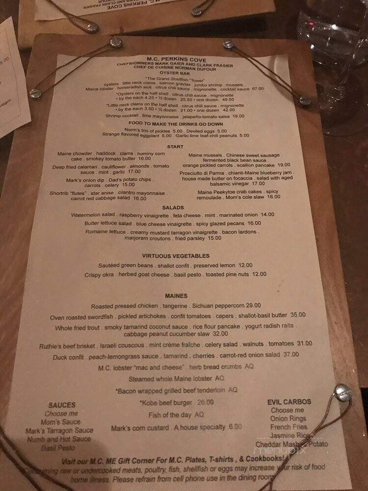 M C Perkins Cove - Ogunquit, ME menu_pic