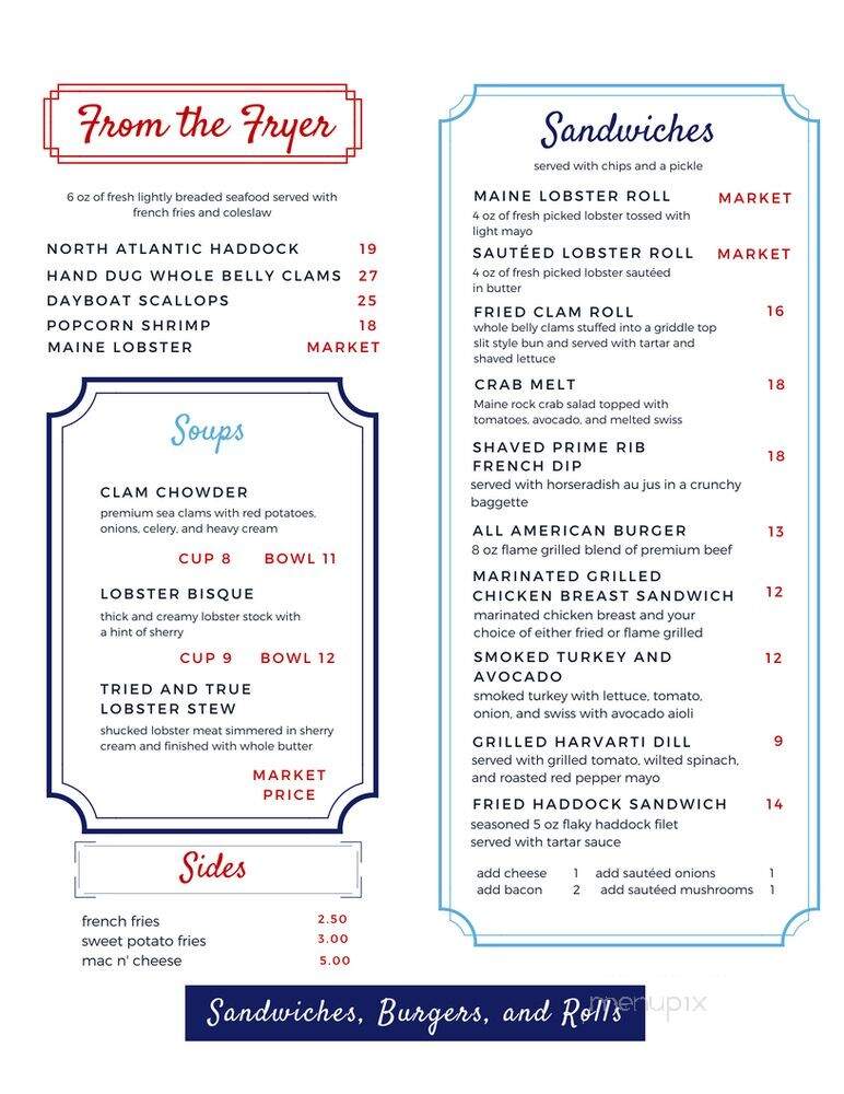 Lobster Pound Restaurant - Lincolnville, ME menu_pic