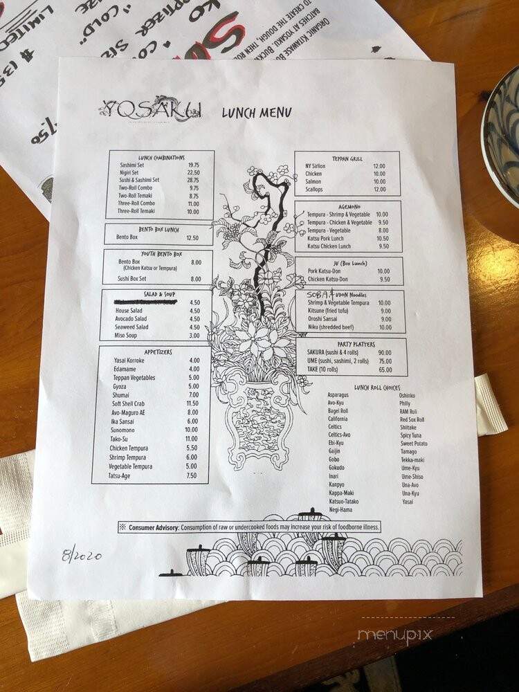 Yosaku Japanese Restaurant - Portland, ME menu_pic
