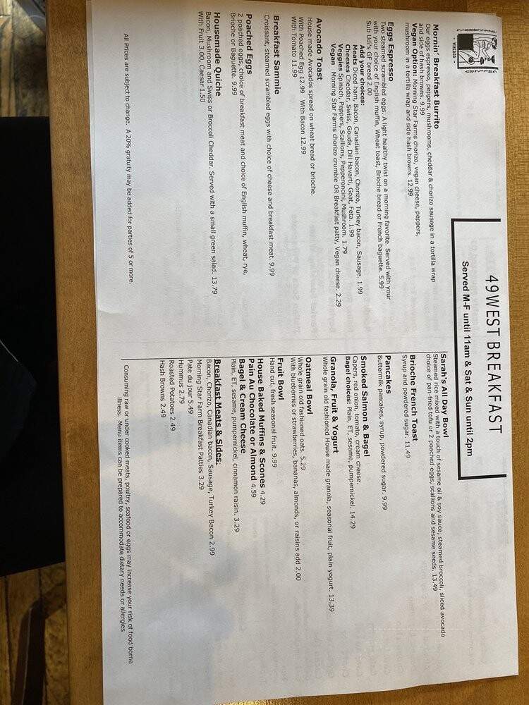 49 West Coffeehouse Wine Bar - Annapolis, MD menu_pic