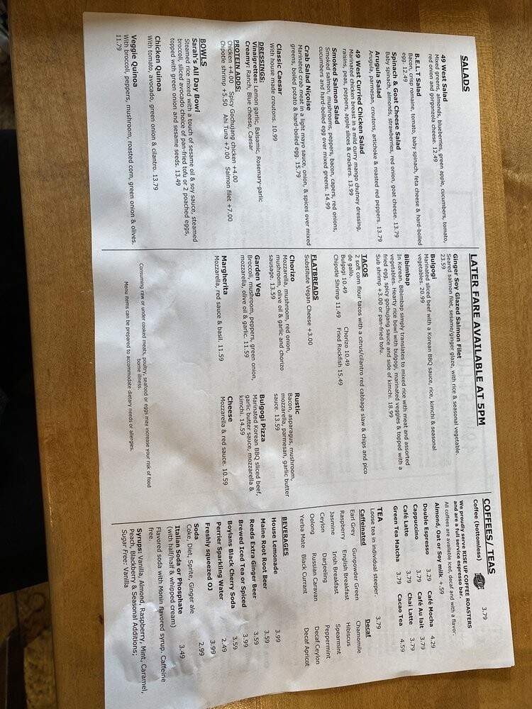 49 West Coffeehouse Wine Bar - Annapolis, MD menu_pic