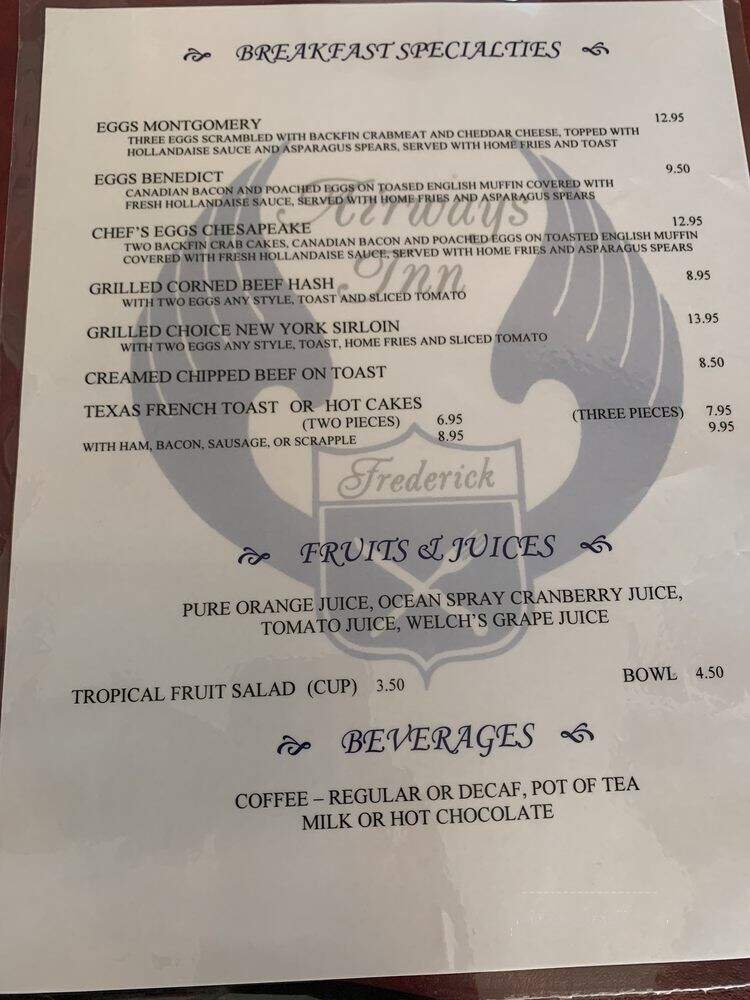Airways Inn Or Frederick - Frederick, MD menu_pic
