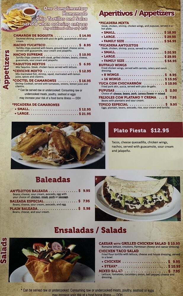 Antojitos Restaurant - Gaithersburg, MD menu_pic