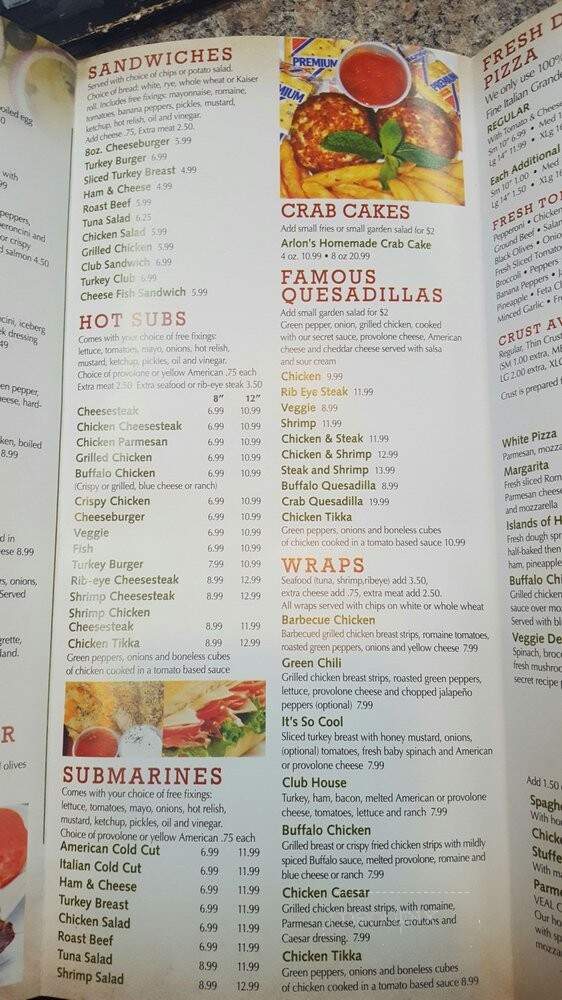 Arlon's Carry Out - Baltimore, MD menu_pic