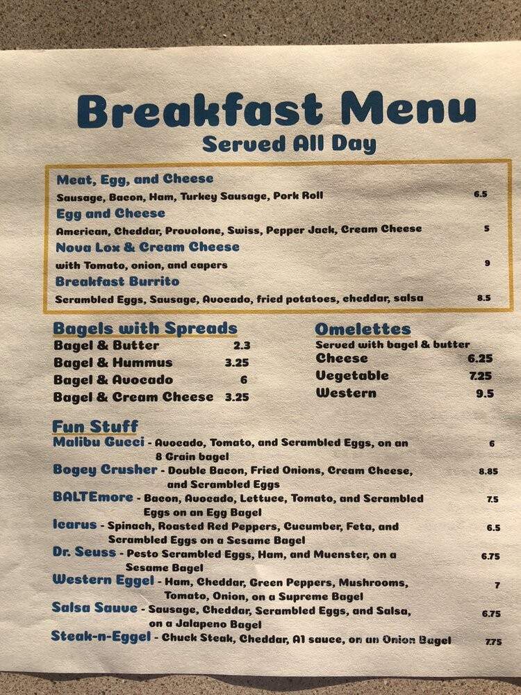 Bagel Bean & Deli - Ellicott City, MD menu_pic