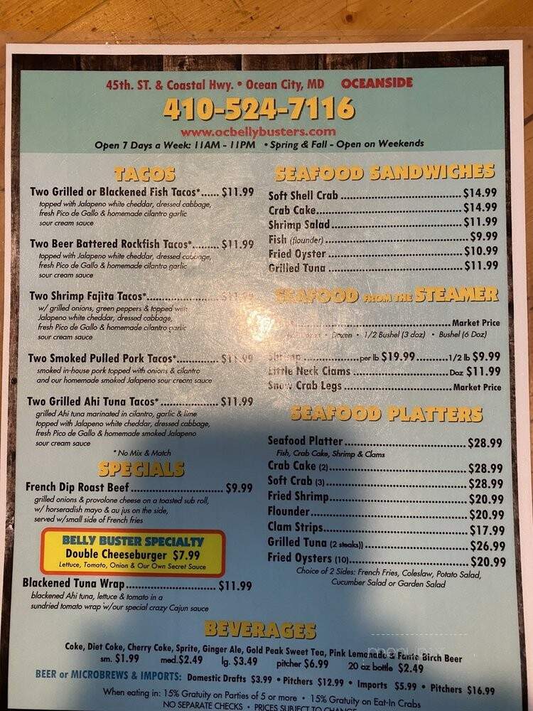 Belly Busters Bbq & Seafood - Bowie, MD menu_pic