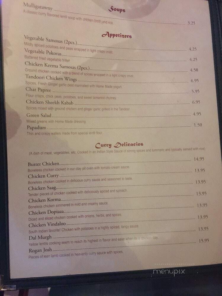 Bombay Indian Restaurant - Silver Spring, MD menu_pic