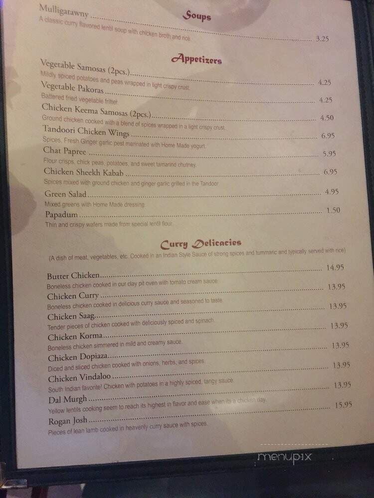 Bombay Indian Restaurant - Silver Spring, MD menu_pic