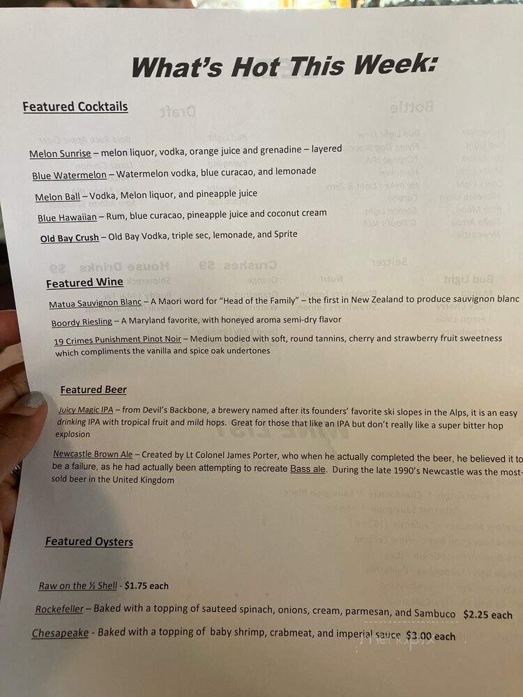 Buddy's Crabs & Ribs - Annapolis, MD menu_pic