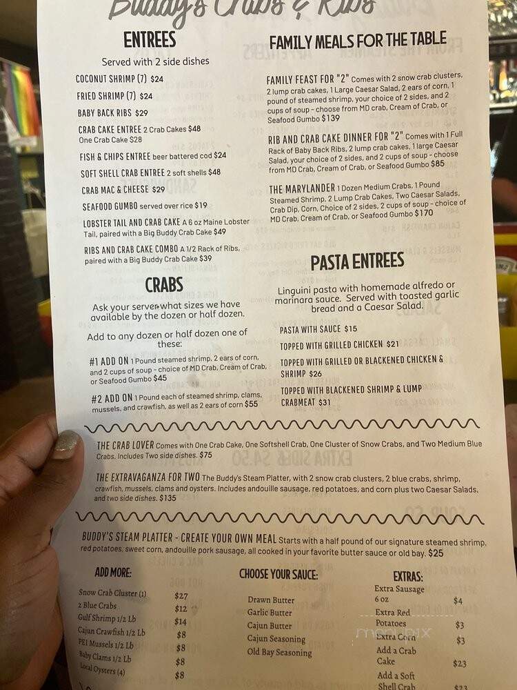 Buddy's Crabs & Ribs - Annapolis, MD menu_pic