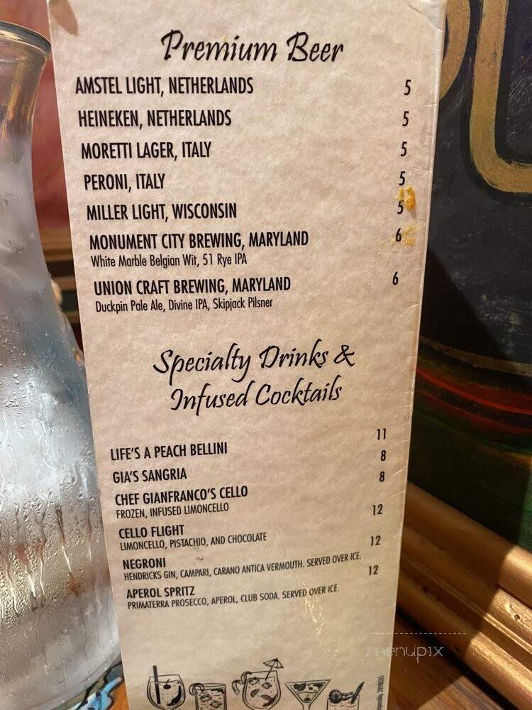Cafe Gia's - Baltimore, MD menu_pic