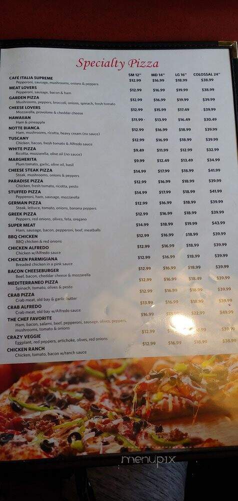 Cafe' Italia - Hagerstown, MD menu_pic