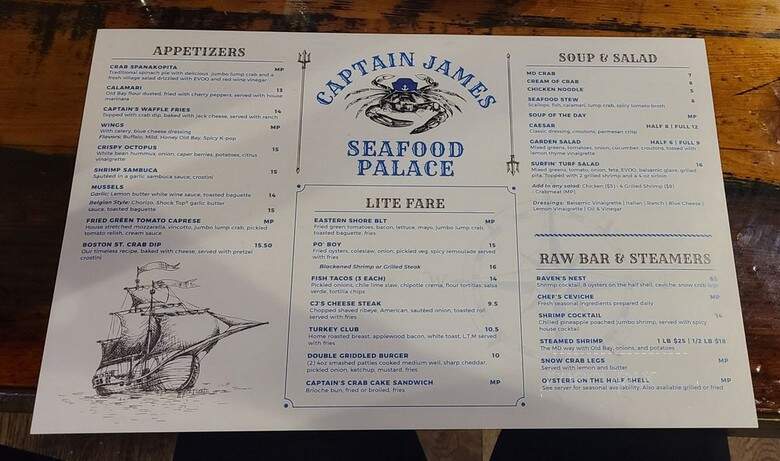 Captain James Landing - Baltimore, MD menu_pic