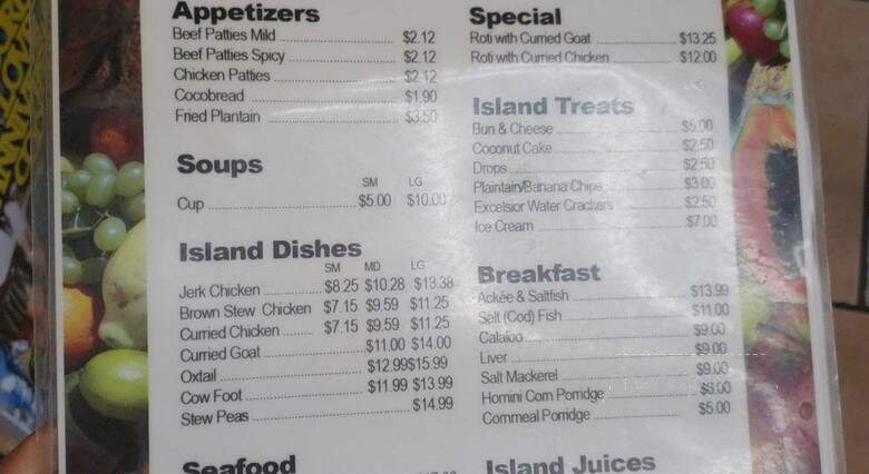 Caribbean Garden - Takoma Park, MD menu_pic