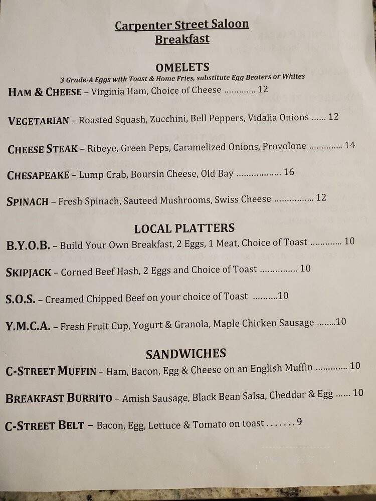 Carpenter Street Saloon - Saint Michaels, MD menu_pic