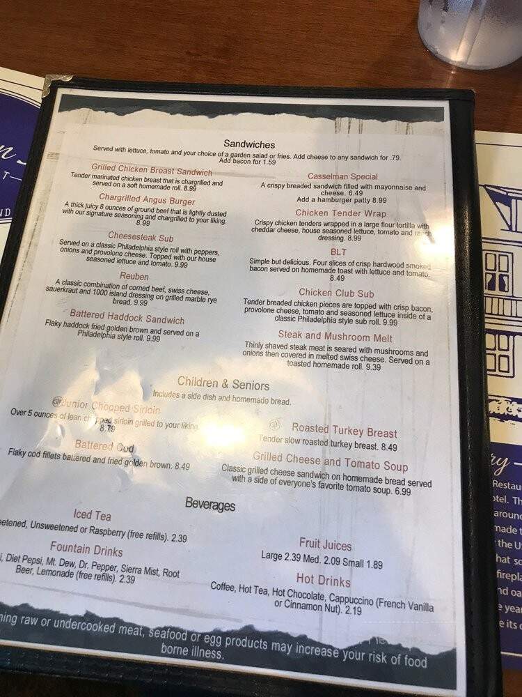 Casselman Inn - Grantsville, MD menu_pic
