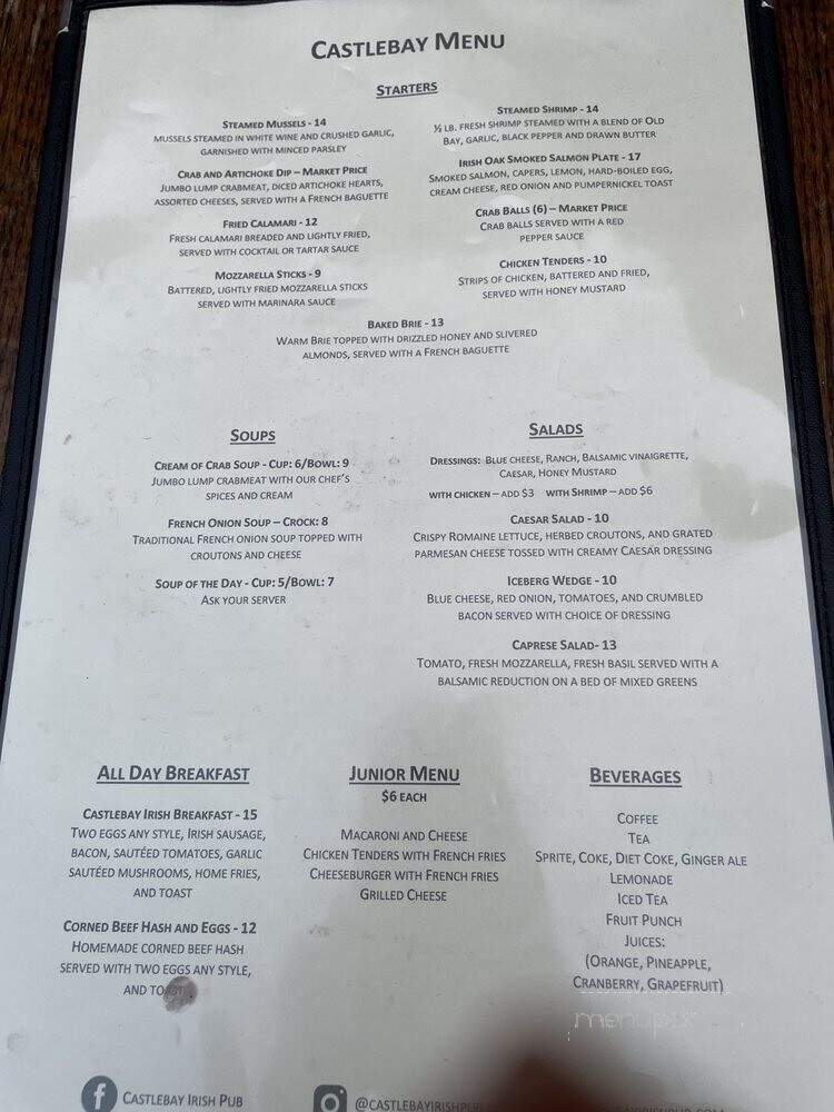 Castlebay Irish Pub - Annapolis, MD menu_pic
