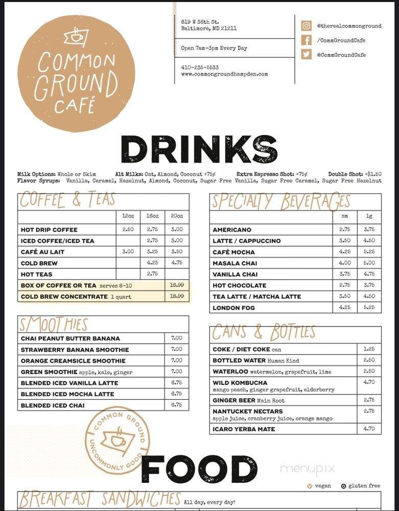 Commond Ground - Baltimore, MD menu_pic