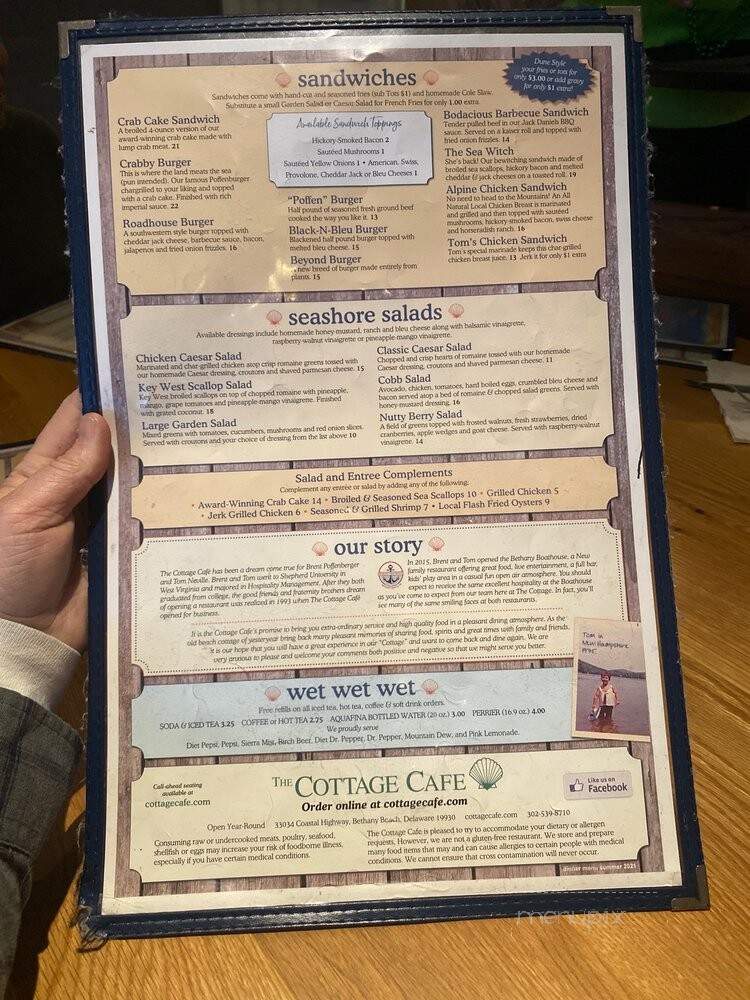 Cottage Cafe - Ocean City, MD menu_pic