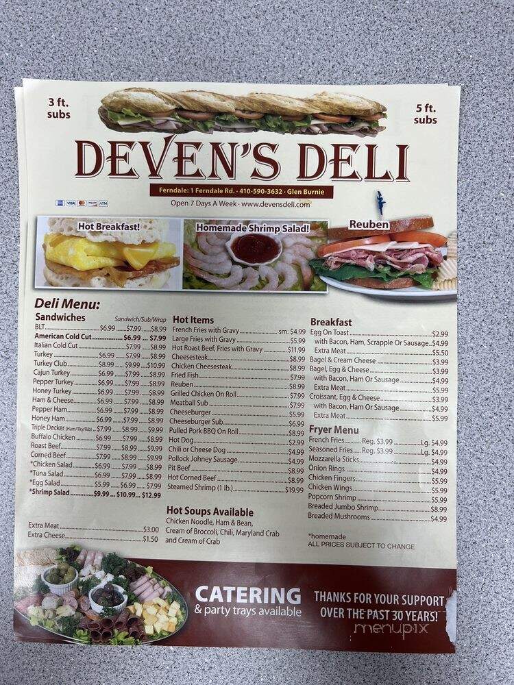 Deven's Deli - Glen Burnie, MD menu_pic