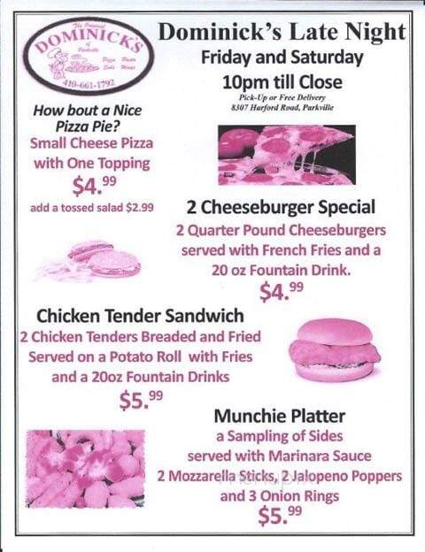 Dominic's Pizza & Carry Out - Parkville, MD menu_pic