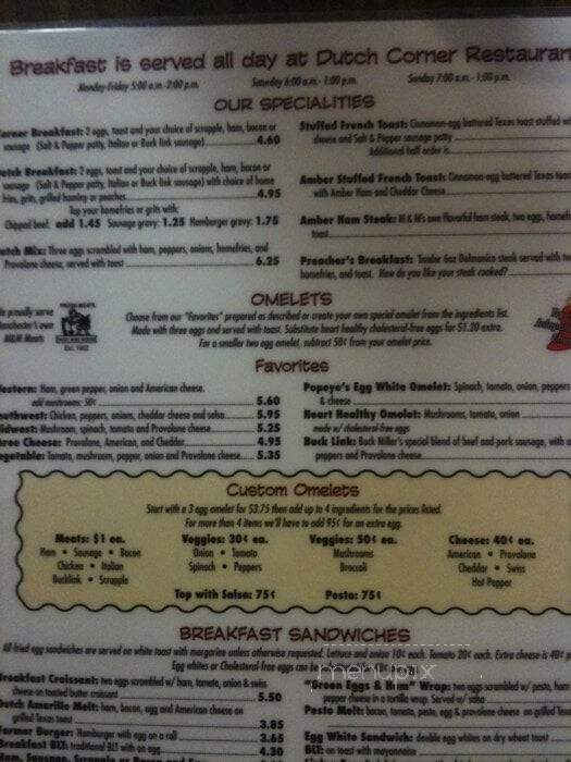 Dutch Corner Restaurant & Soda - Manchester, MD menu_pic