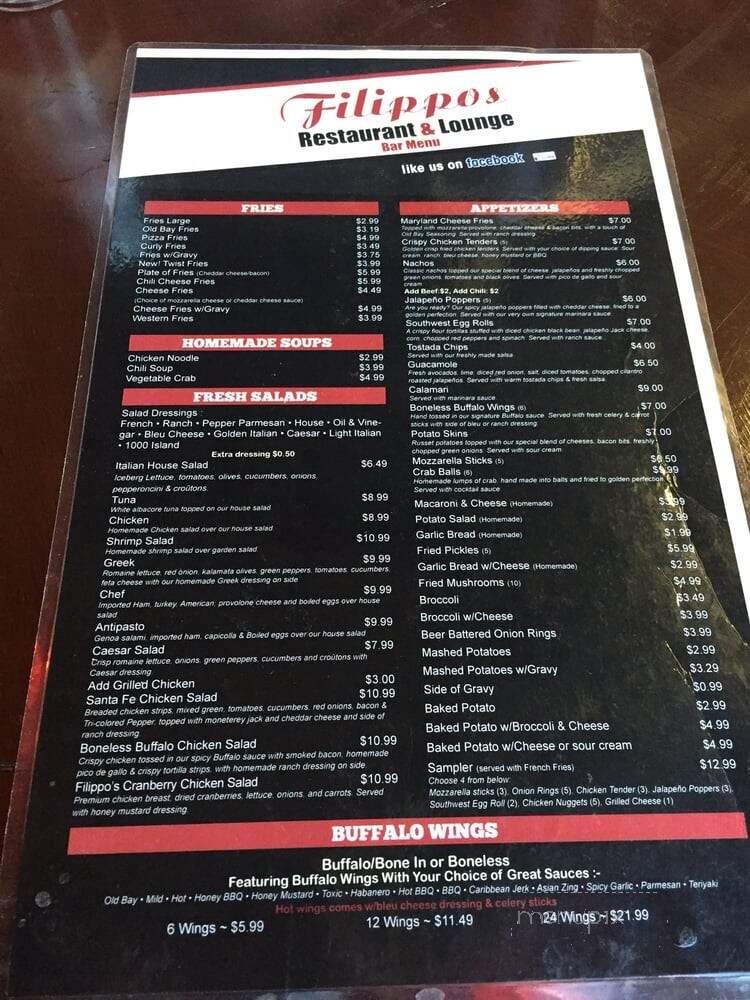Filippo's Pizzeria - Baltimore, MD menu_pic
