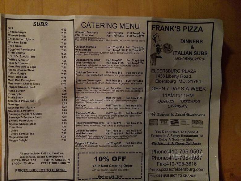 Franks Pizza - Sykesville, MD