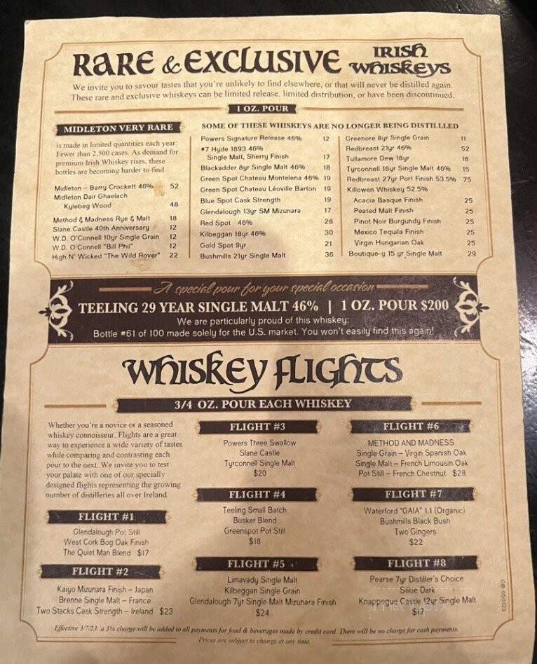Galway Bay Irish Restaurant - Annapolis, MD menu_pic