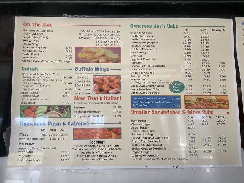 Generous Joe's Deli - Greenbelt, MD menu_pic