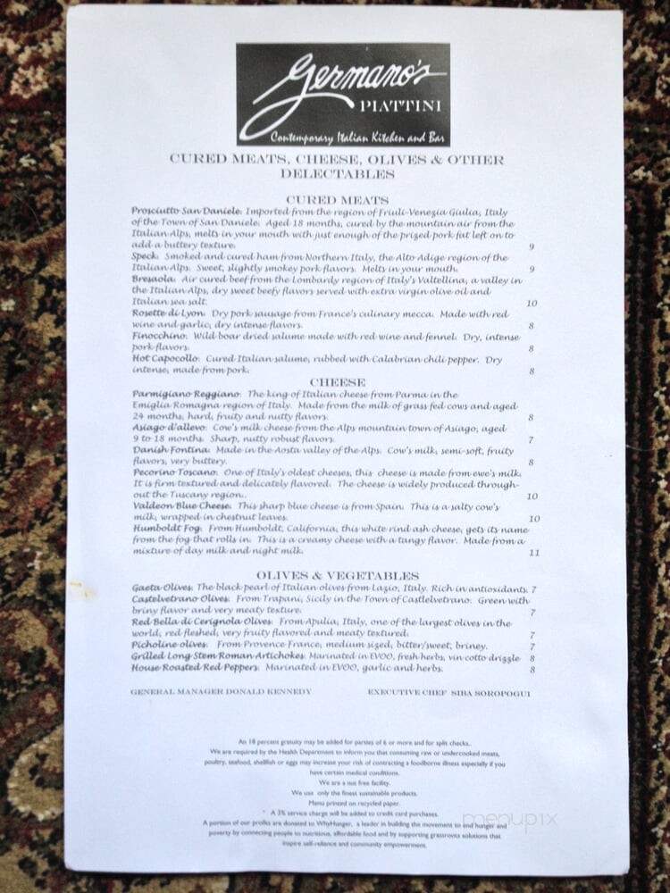 Germano's Trattoria - Baltimore, MD menu_pic