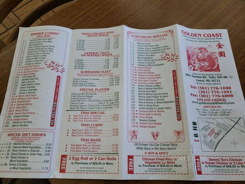 Golden Coast Chinese Restaurant - Laurel, MD menu_pic