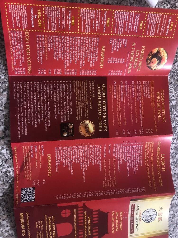 Good Fortune Cafe - Gaithersburg, MD menu_pic
