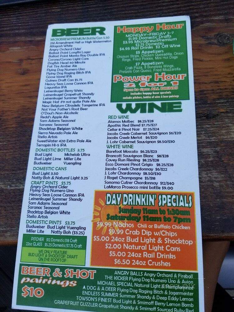 Greene Turtle Towson - Towson, MD menu_pic