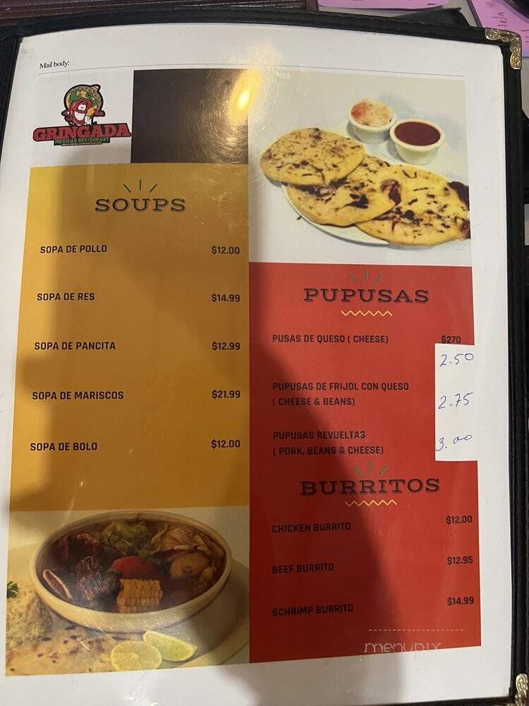 Gringada Mexican Restaurant - Beltsville, MD menu_pic