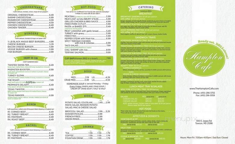 Hampton Plaza Delly - Baltimore, MD menu_pic