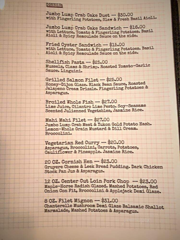 Henninger's Tavern - Baltimore, MD menu_pic