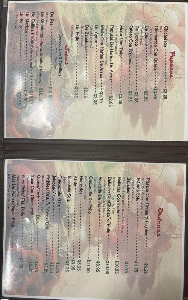 Irene's Pupusas - Hyattsville, MD menu_pic