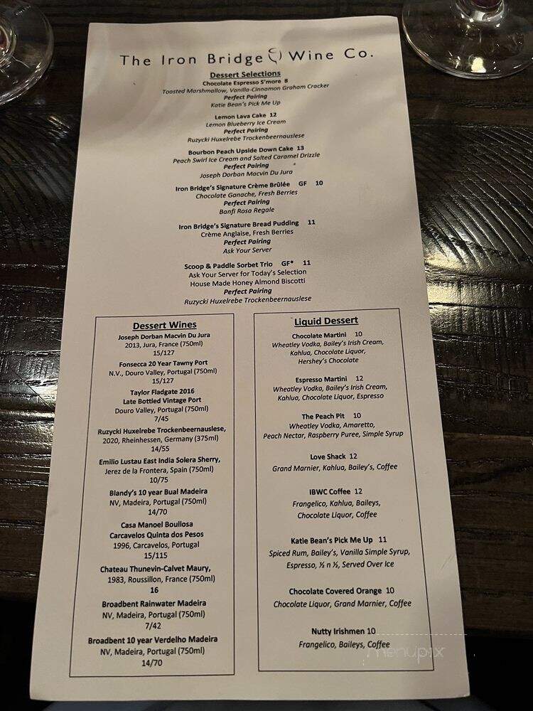 Iron Bridge Wine Co - Columbia, MD menu_pic
