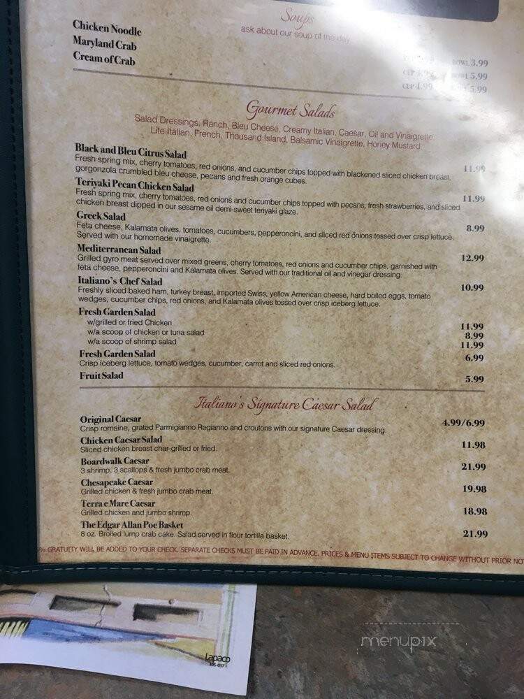 Italiano's - Baltimore, MD menu_pic