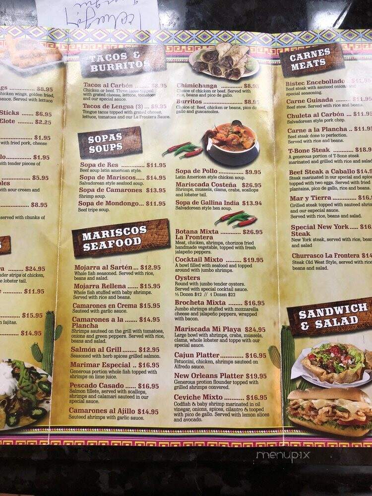 La Frontera Restaurant - Gaithersburg, MD menu_pic