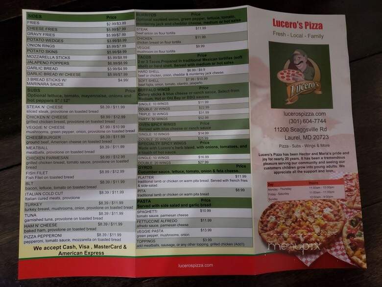 Lucero's Pizza - Laurel, MD menu_pic