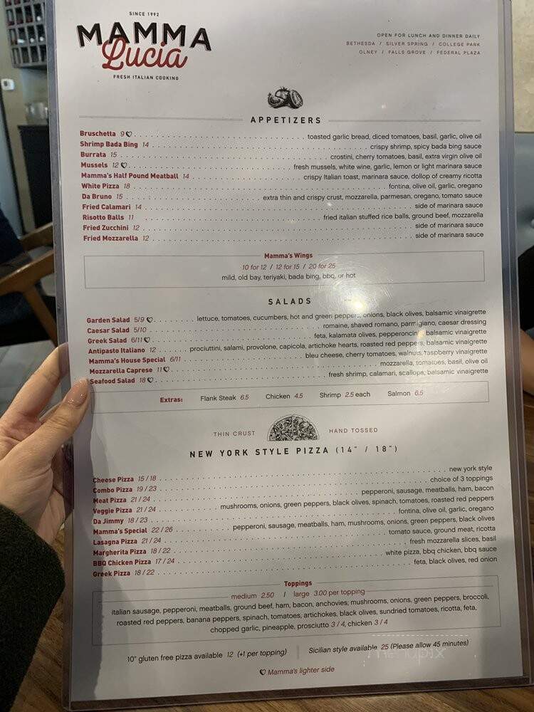 Mamma Lucia - Rockville, MD menu_pic
