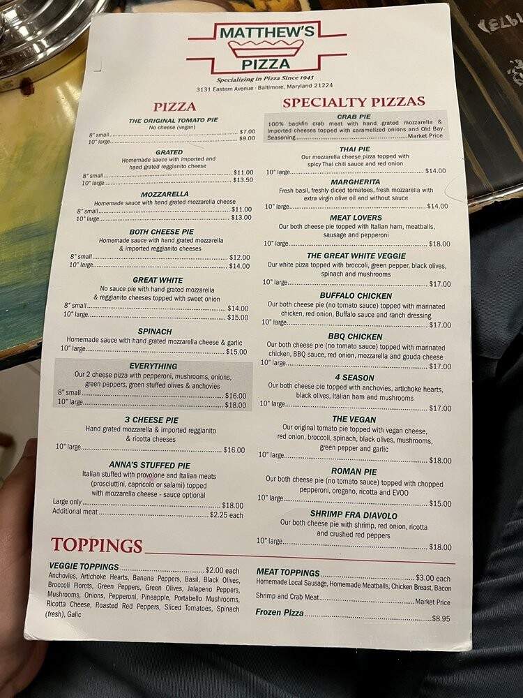 Matthew's Pizzaria - Baltimore, MD