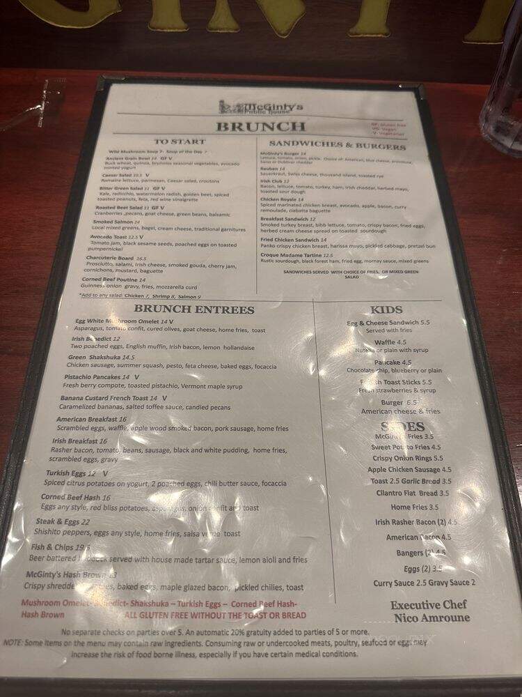 McGinty's Public House - Silver Spring, MD menu_pic