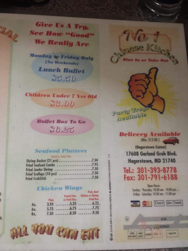 Number 1 - Hagerstown, MD menu_pic