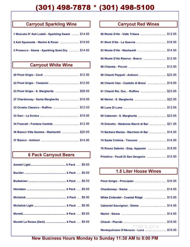 Pasta Plus Restaurant - Laurel, MD menu_pic