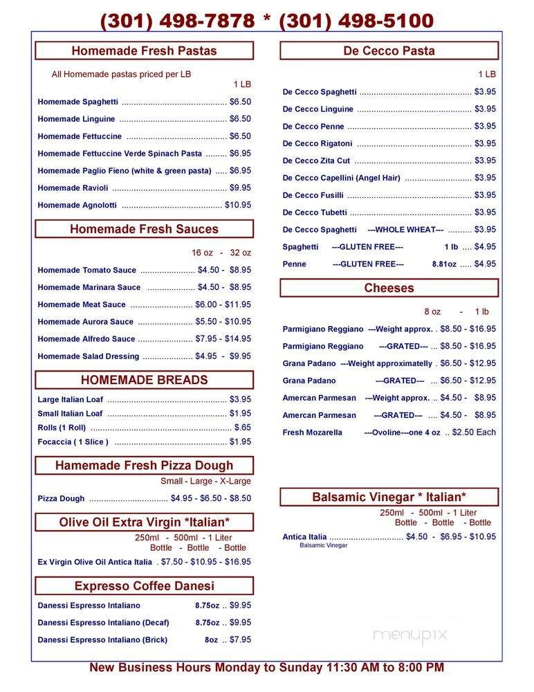 Pasta Plus Restaurant - Laurel, MD menu_pic