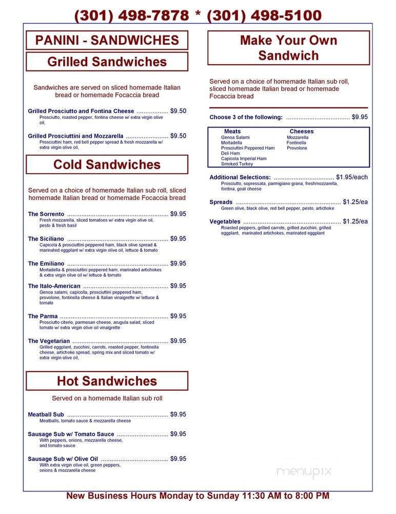 Pasta Plus Restaurant - Laurel, MD menu_pic
